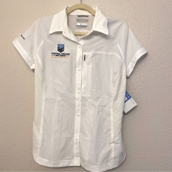 COLUMBIA SILVER RIDGE SHORT SLEEVE WOMEN'S nylon hiking outdoor SHIRT-L - Picture 1 of 12